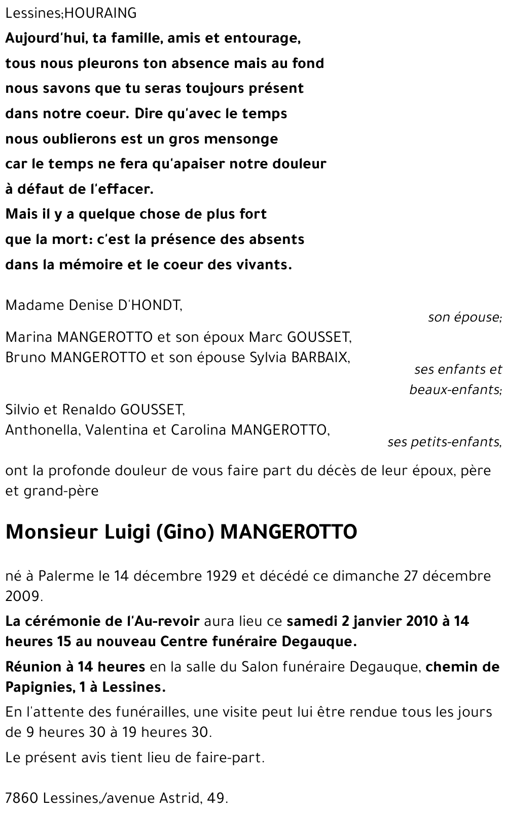 Luigi (GINO) MANGEROTTO