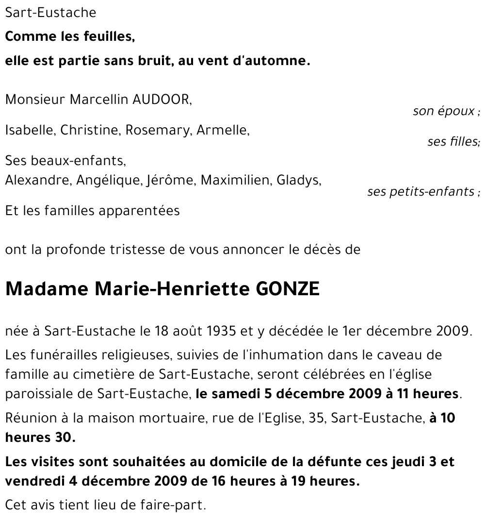 Marie-Henriette GONZE