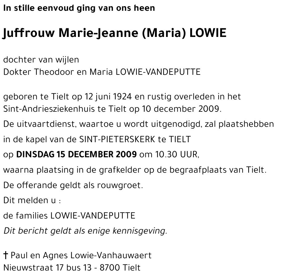 Marie-Jeanne (Maria) LOWIE