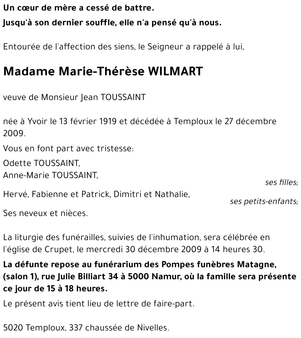 Marie-Thérèse WILMART