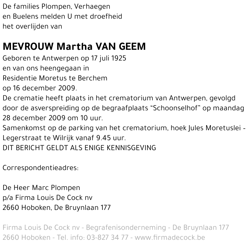Martha Van Geem