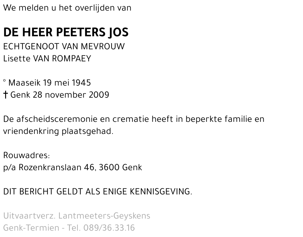 PEETERS Jos