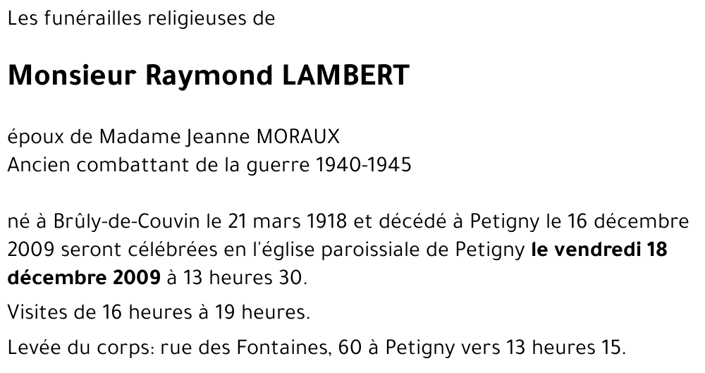 Raymond LAMBERT