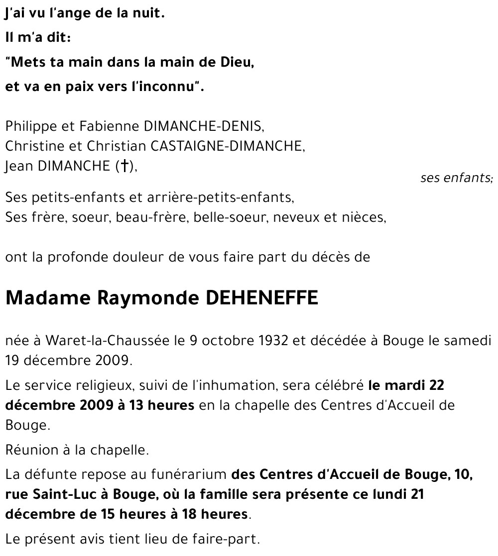 Raymonde DEHENEFFE