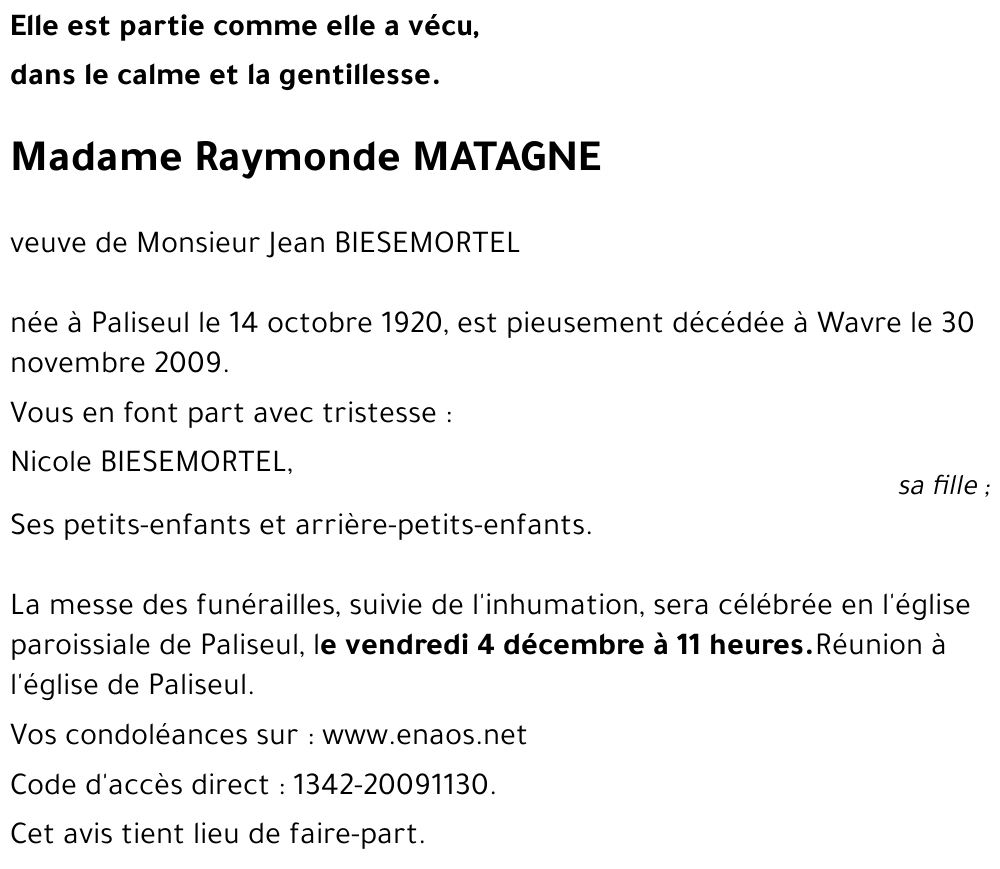 Raymonde MATAGNE