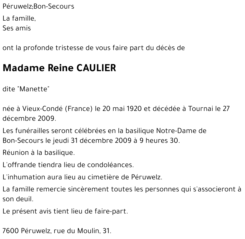 Reine CAULIER