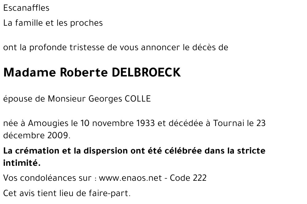 Roberte DELBROECK