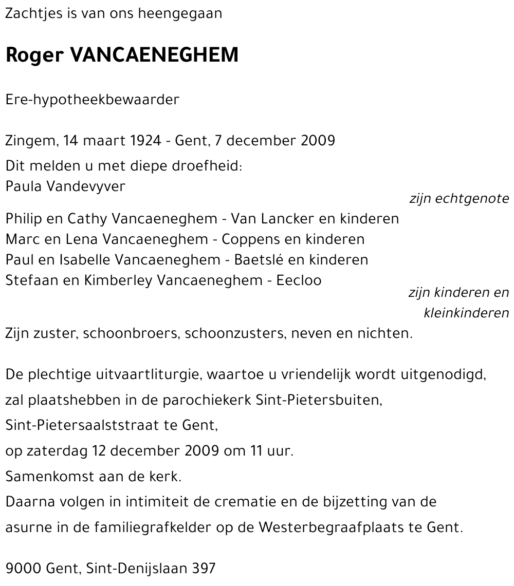 Roger VANCAENEGHEM