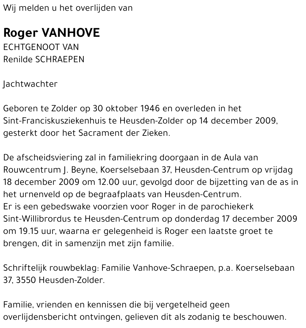 Roger Vanhove