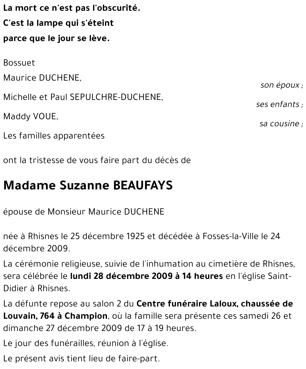 Suzanne BEAUFAYS