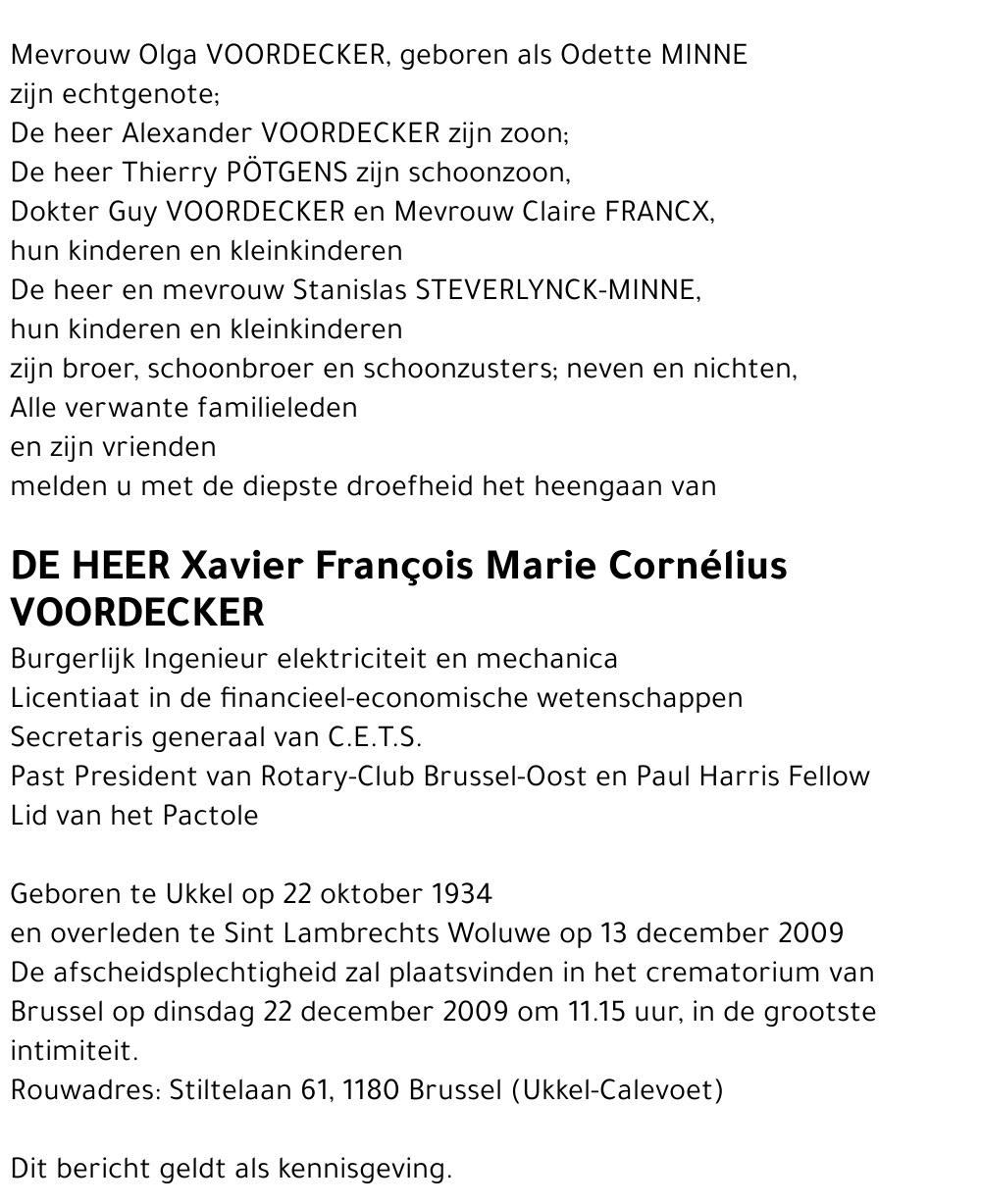 Xavier François Marie Cornélius Voordecker