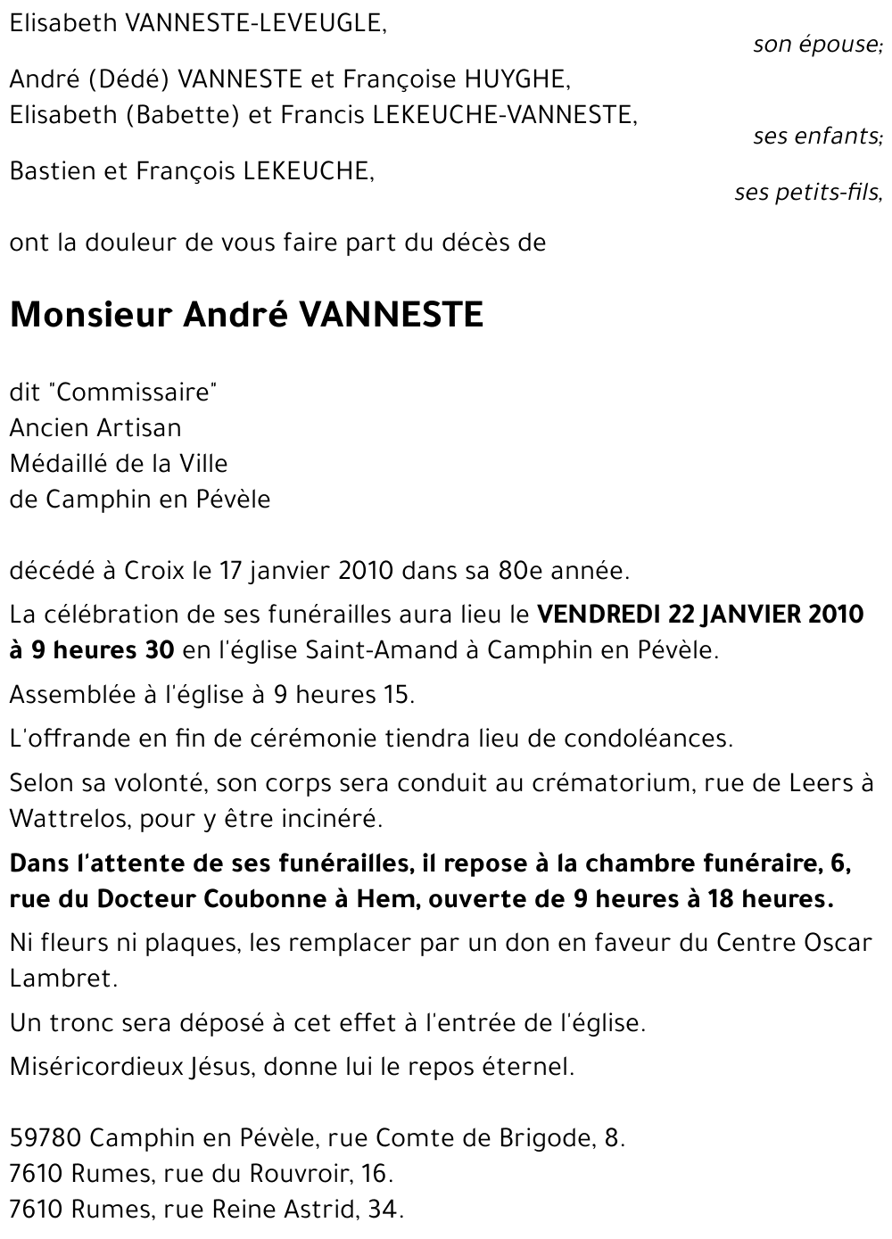 André VANNESTE