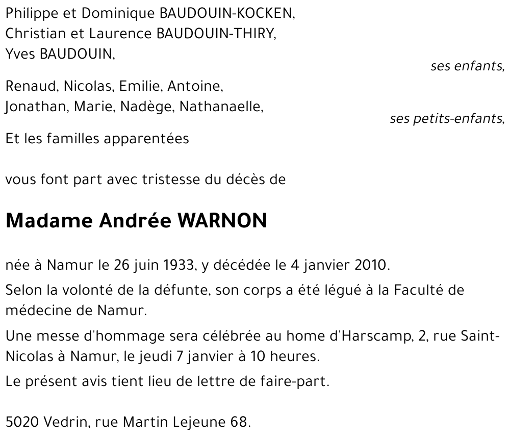 Andrée WARNON