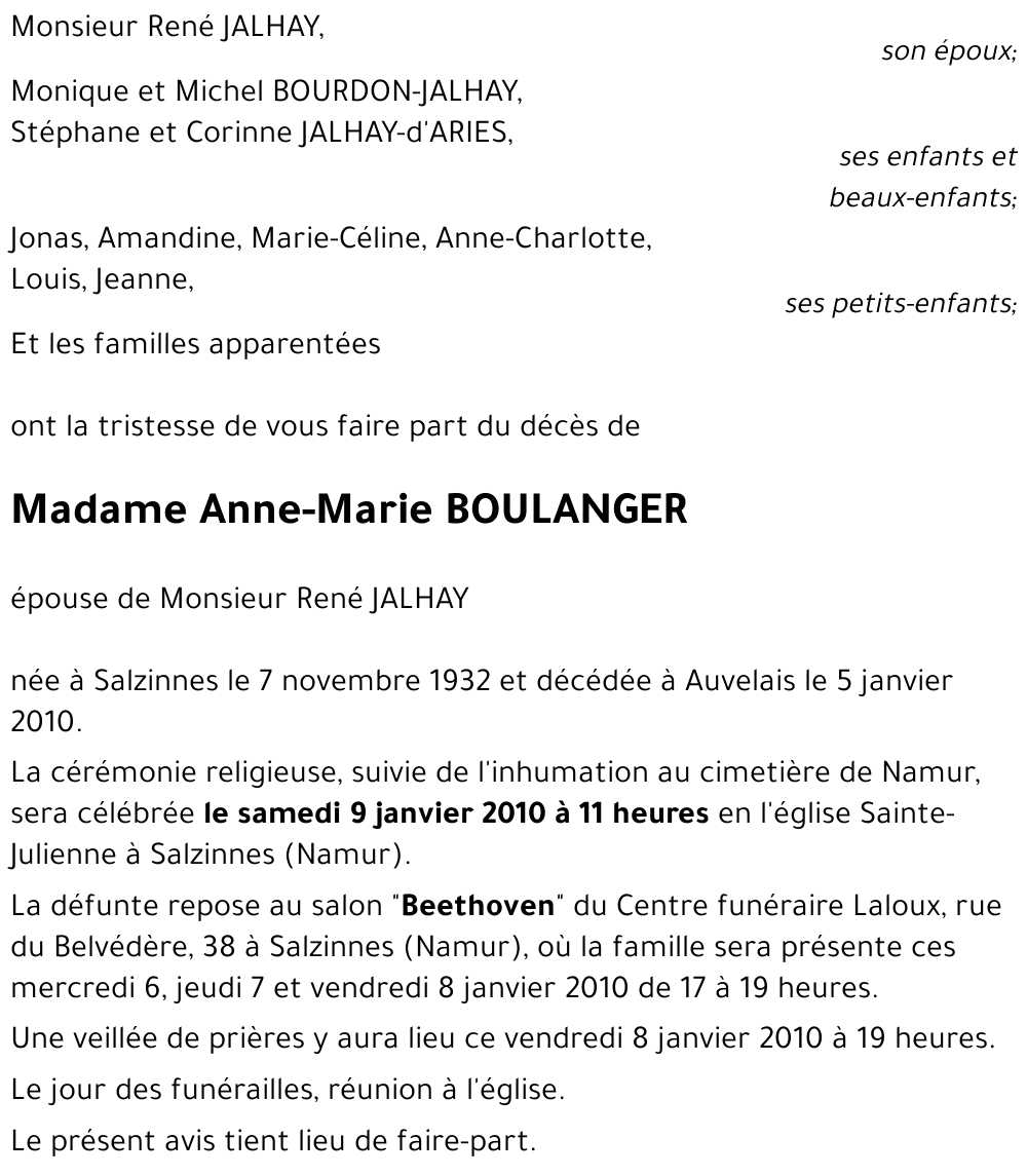 Anne-Marie BOULANGER