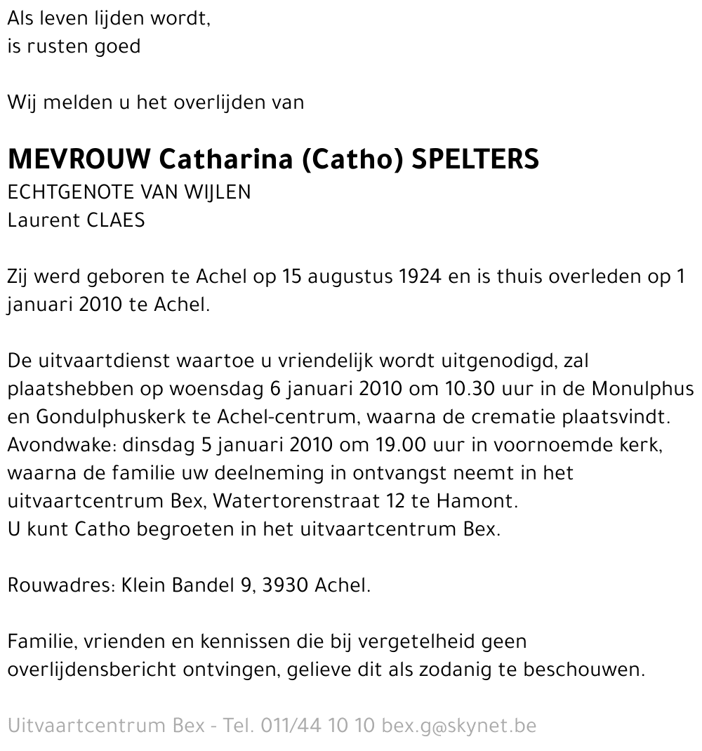 Catharina (Catho) Spelters