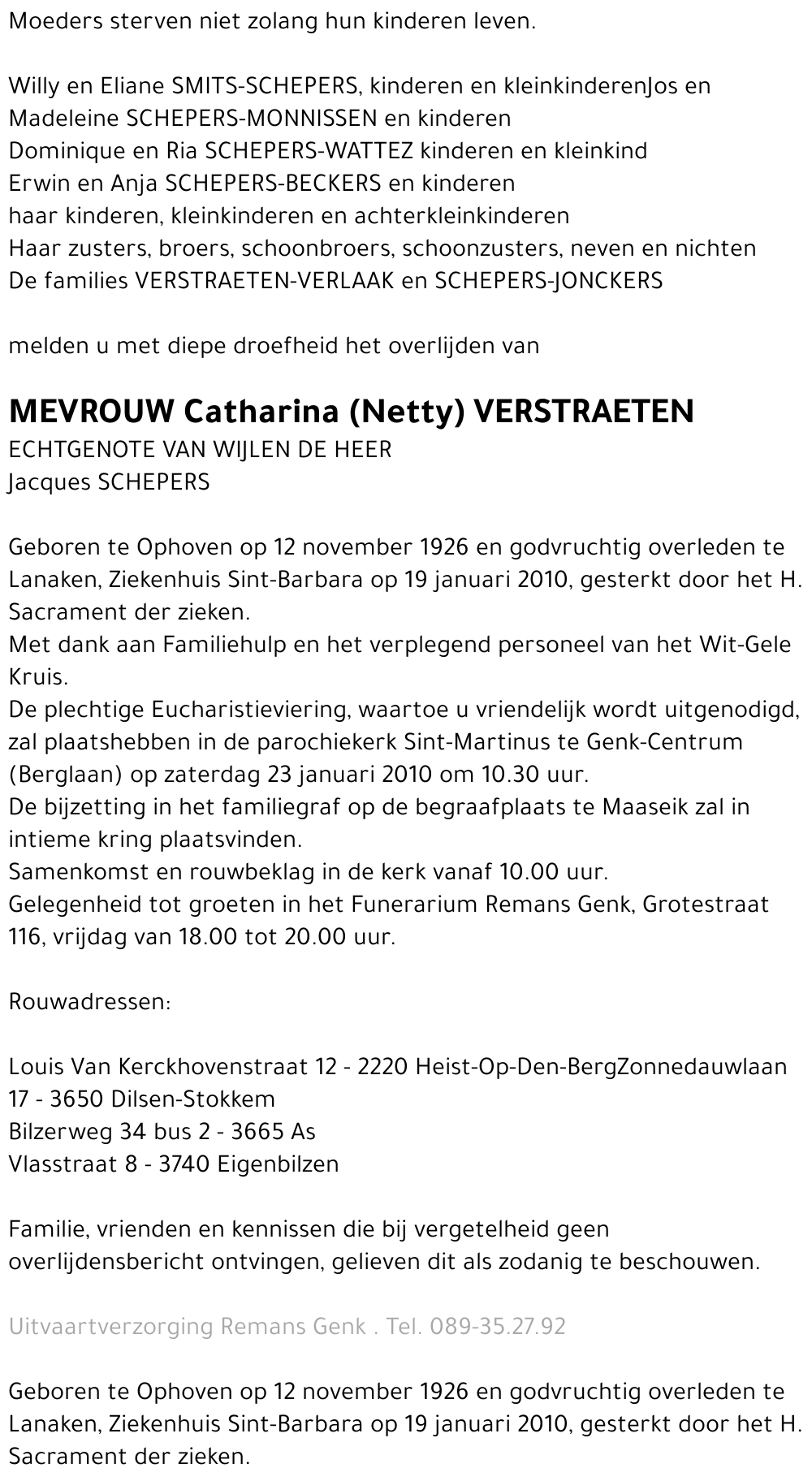 Catharina (Netty) VERSTRAETEN