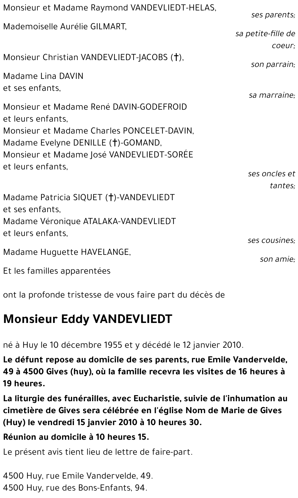 Eddy VANDEVLIEDT