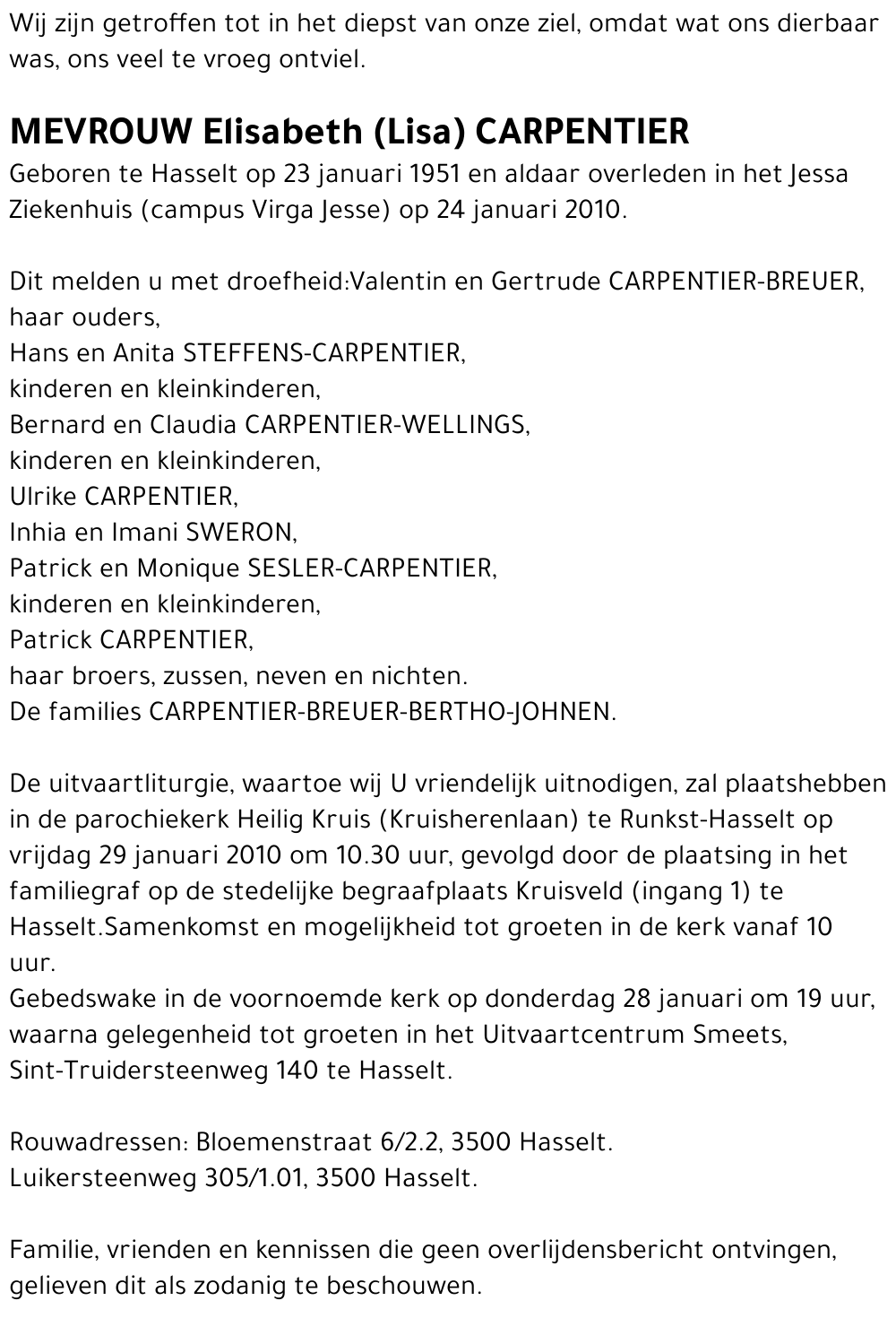 Elisabeth (Lisa) Carpentier