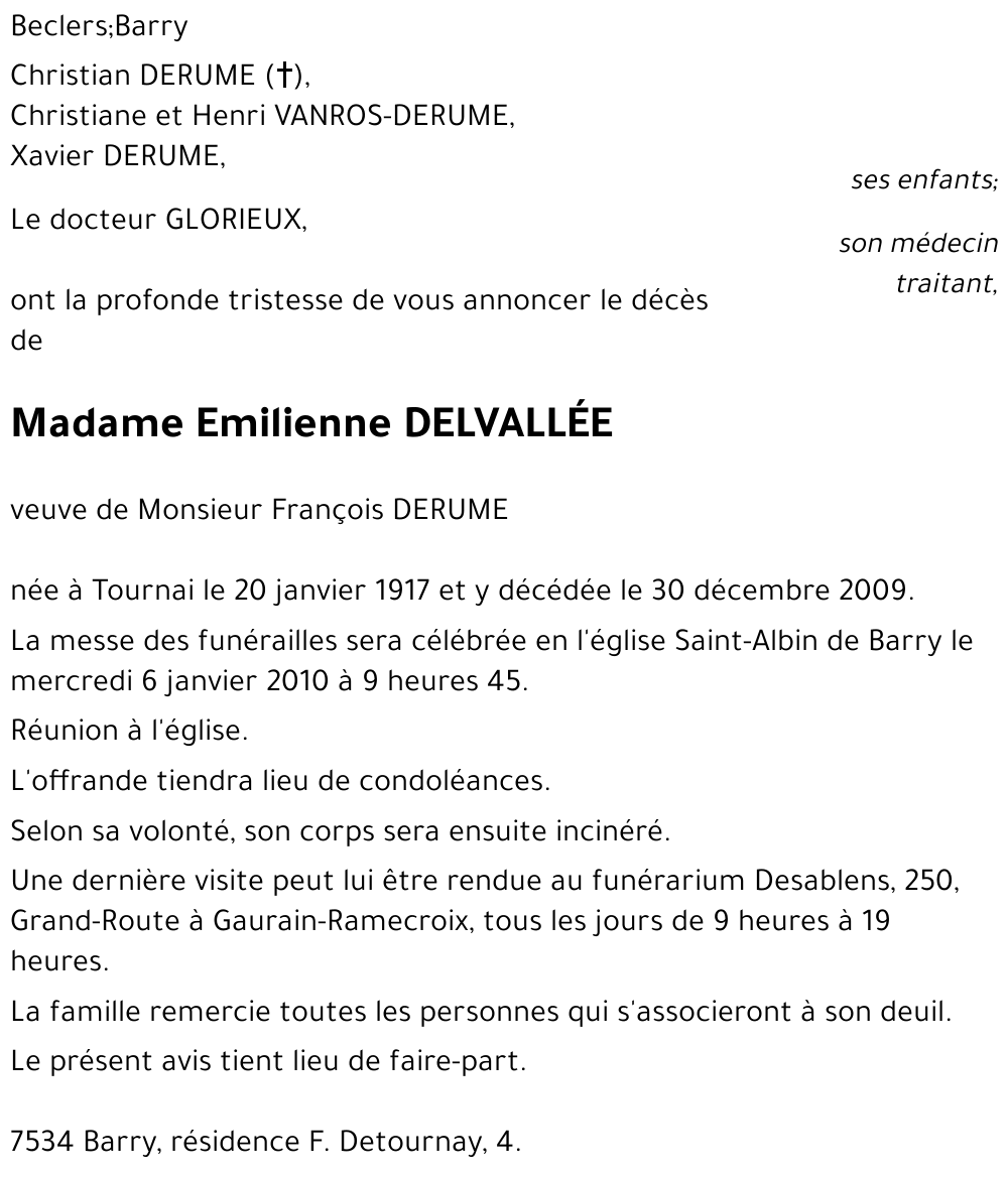 Emilienne DELVALLÉE