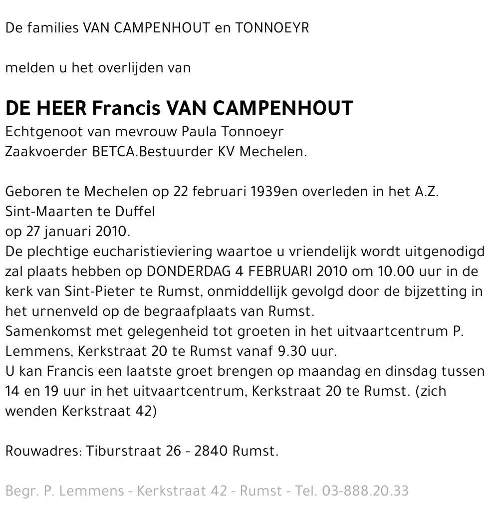 Francis Van Campenhout