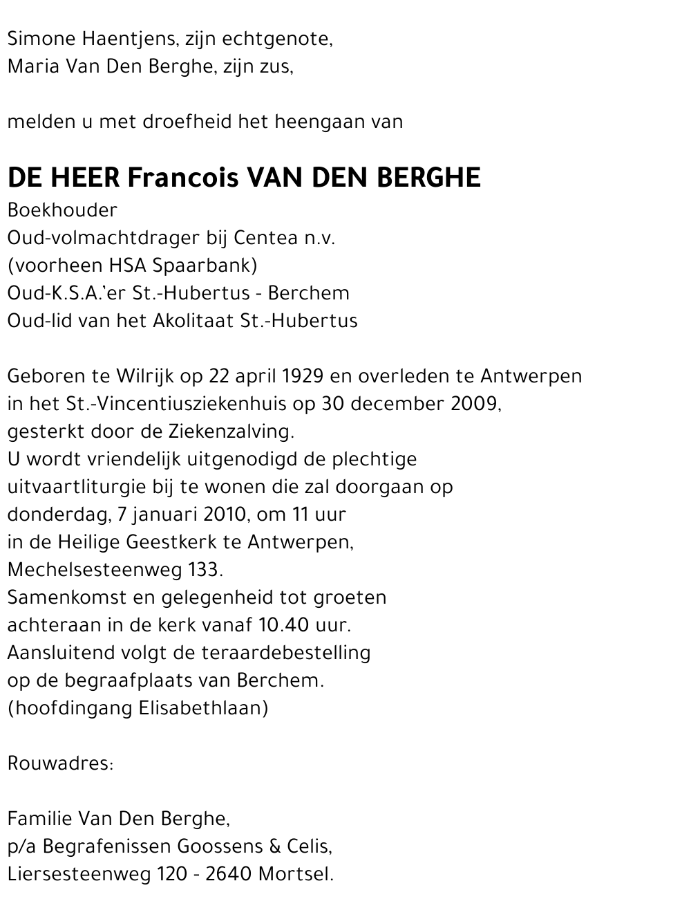 Francois Van Den Berghe