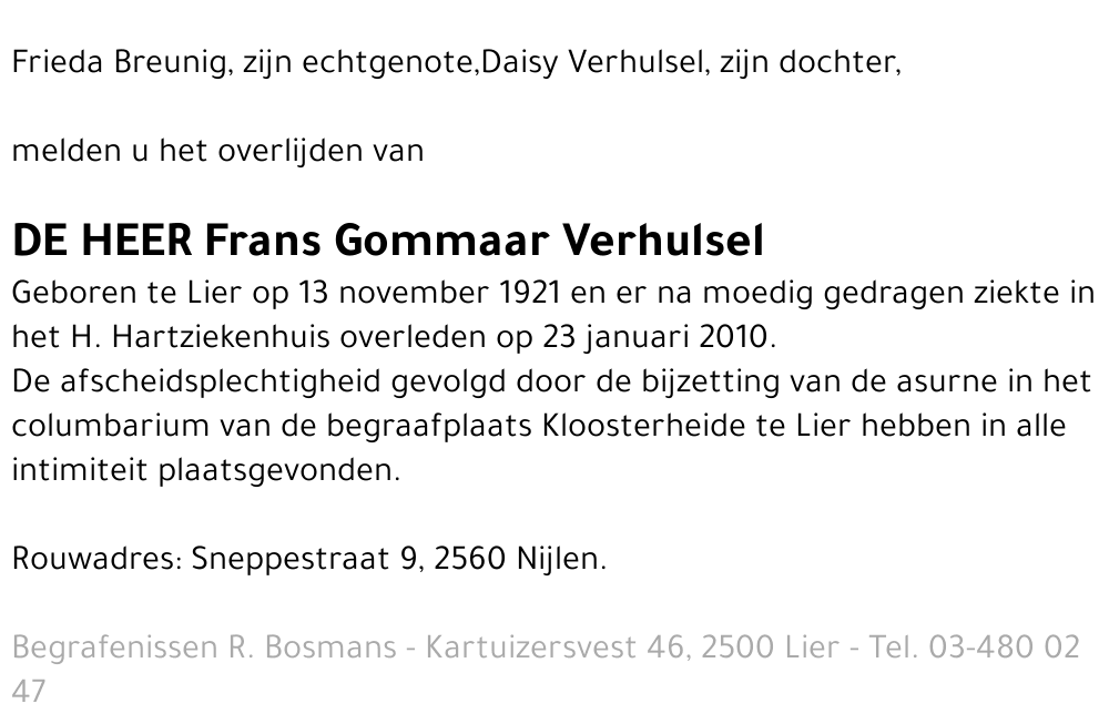 Frans Gommaar Verhulsel