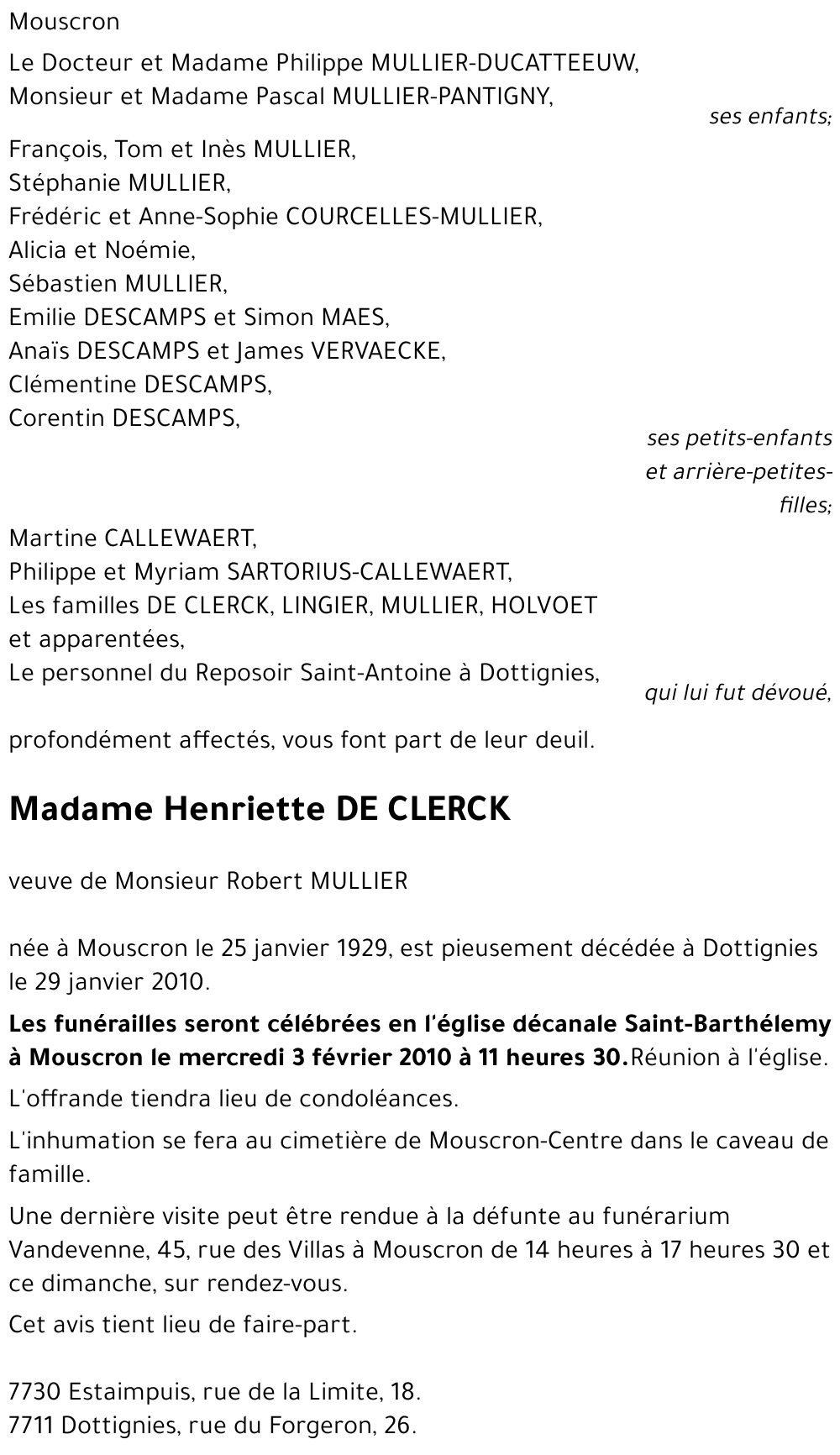 Henriette DE CLERCK