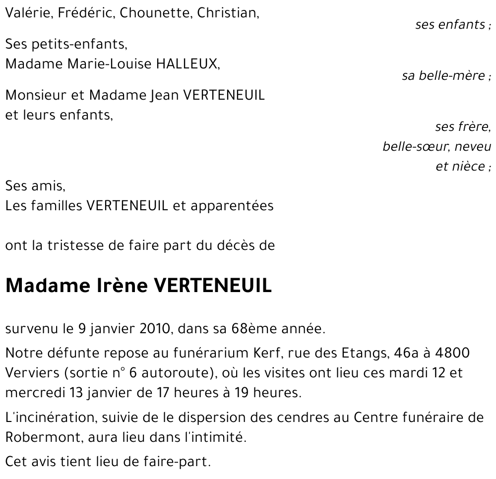 Irène VERTENEUIL
