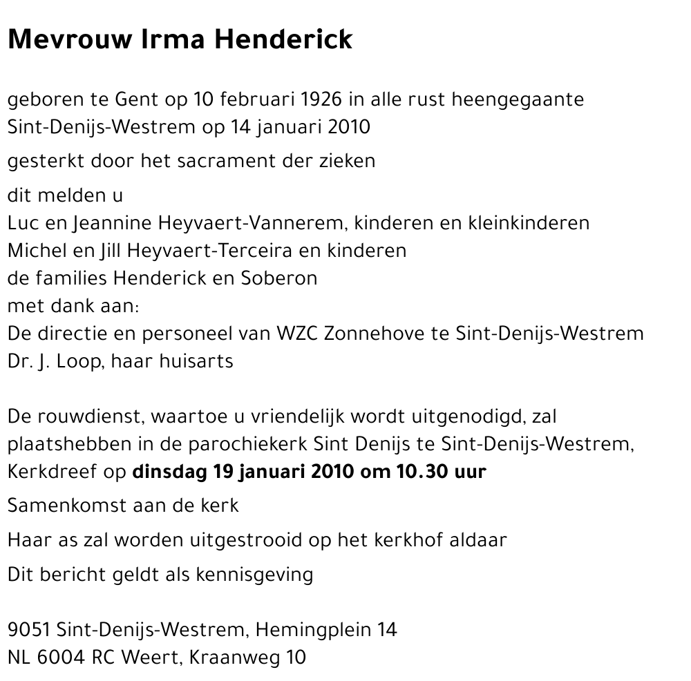 Irma Henderick
