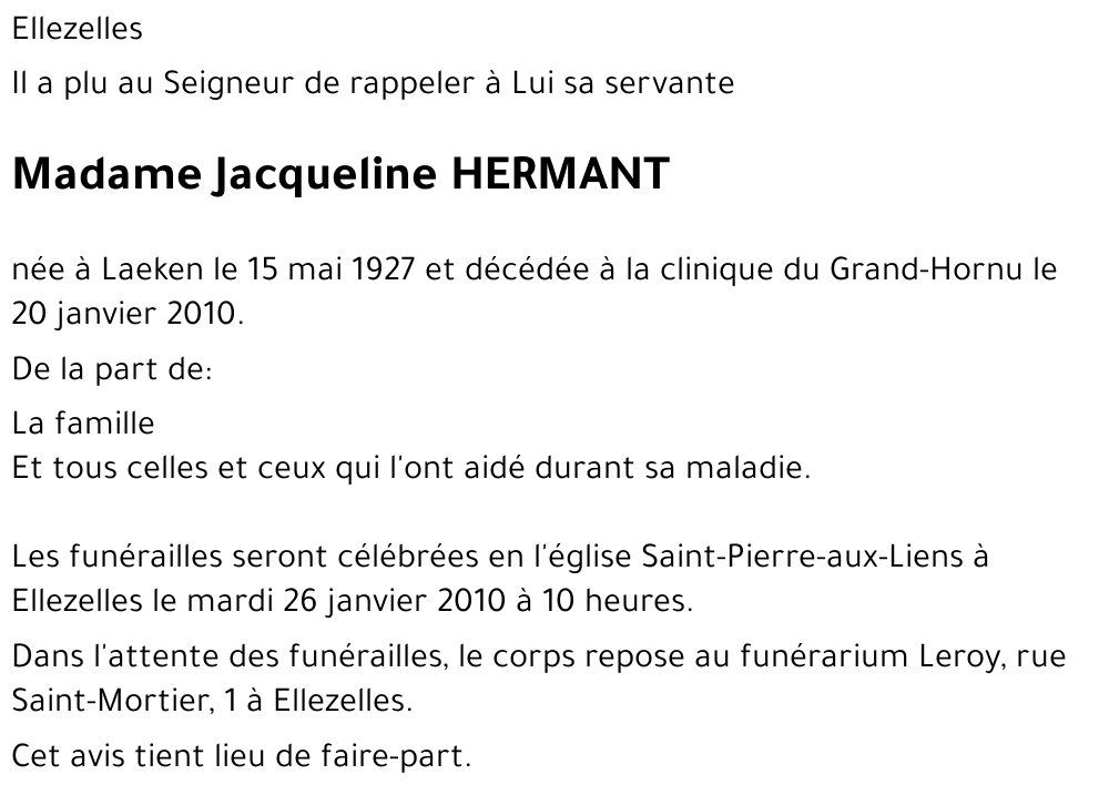 Jacqueline HERMANT