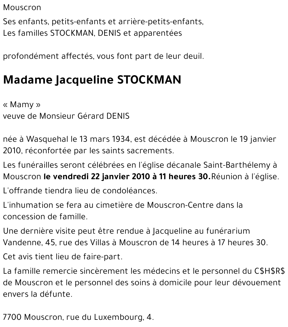 Jacqueline STOCKMAN