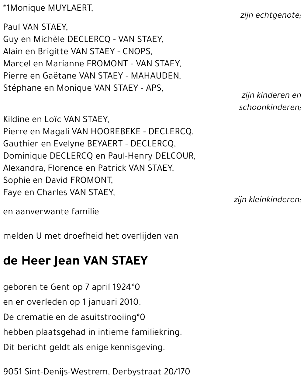 Jean VAN STAEY