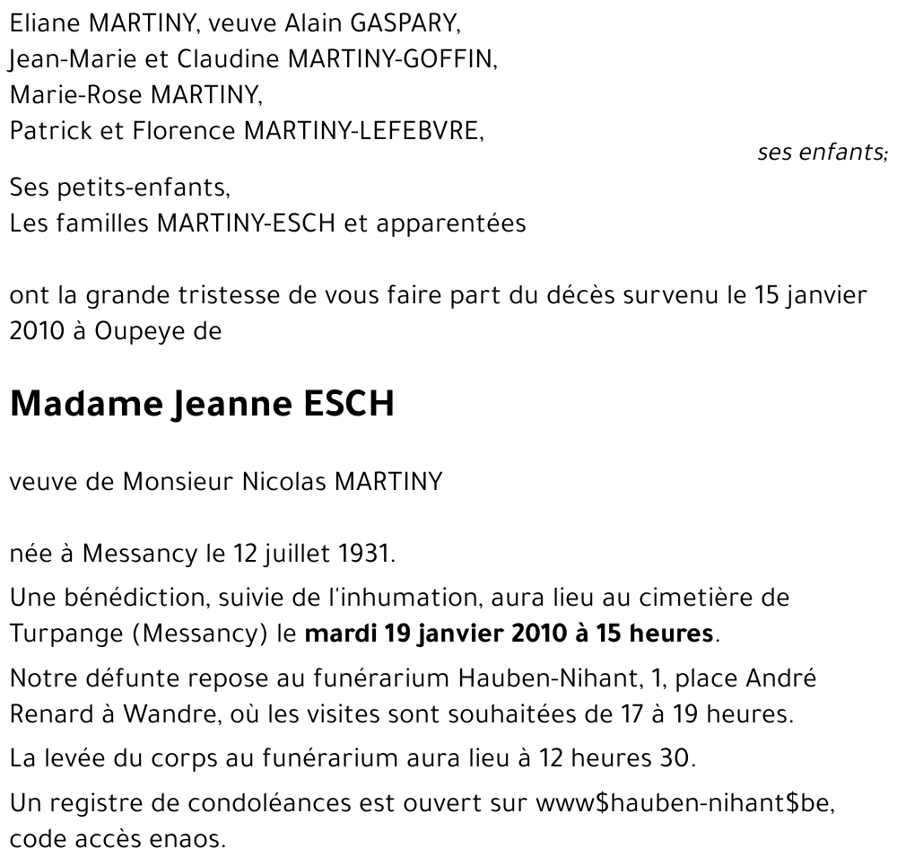 Jeanne ESCH