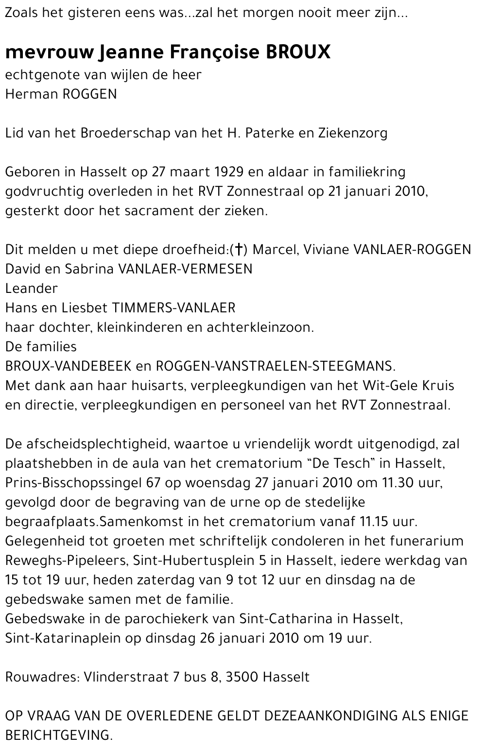 Jeanne Françoise Broux