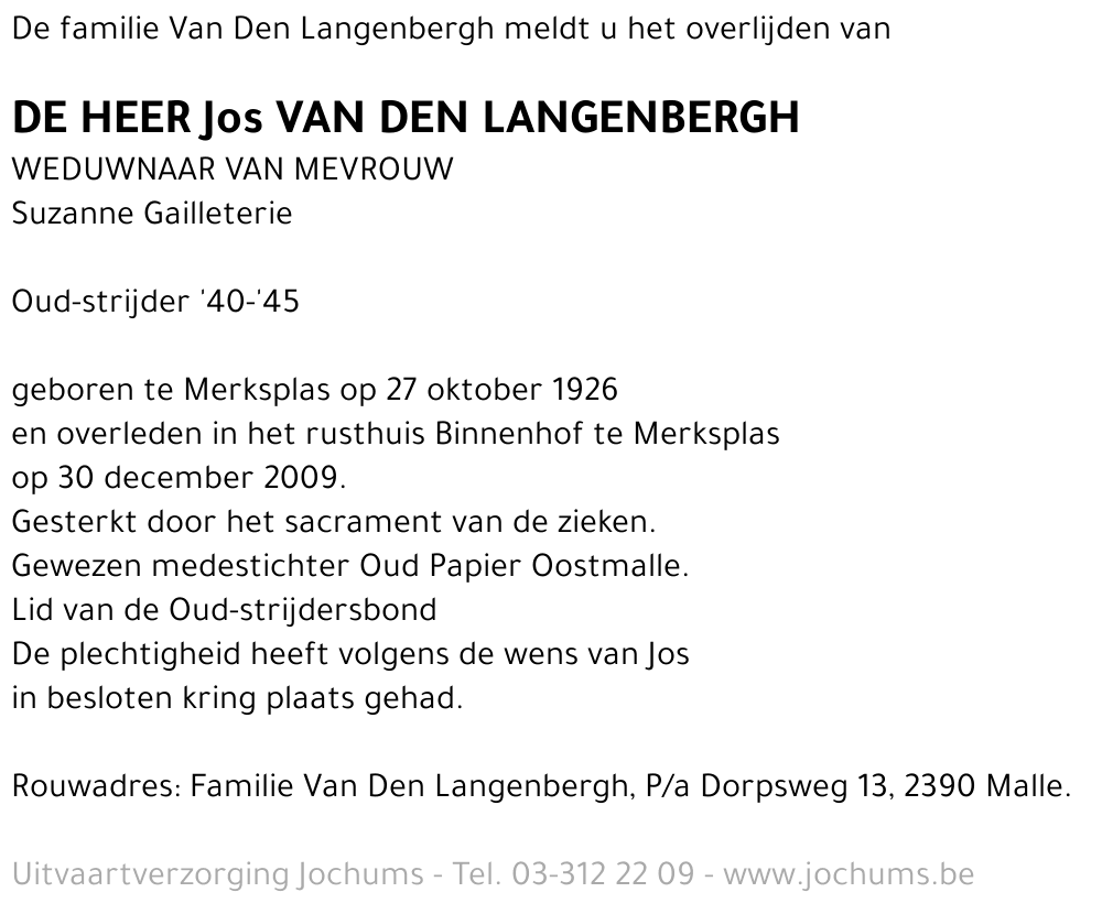 Jos Van Den Langenbergh