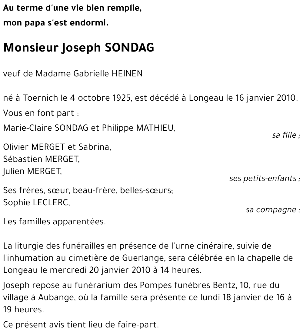 Joseph SONDAG
