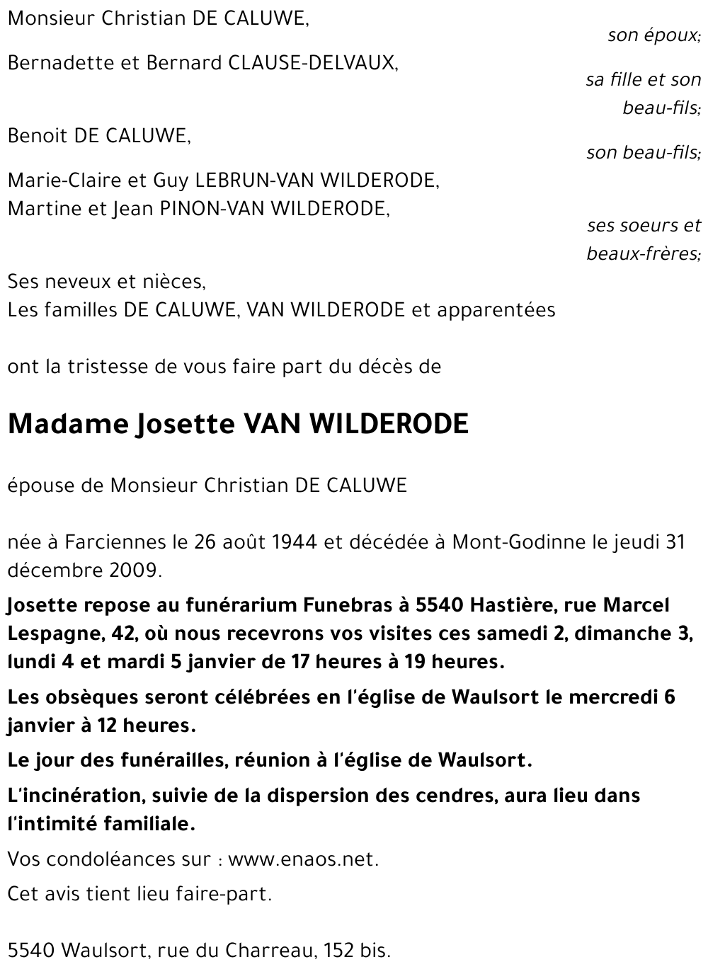 Josette VAN WILDERODE