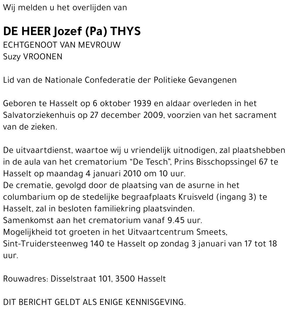 Jozef (Pa) Thys