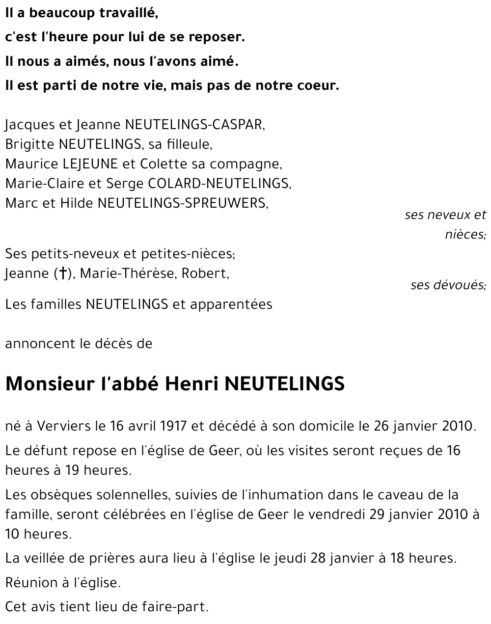 l'abbé Henri NEUTELINGS