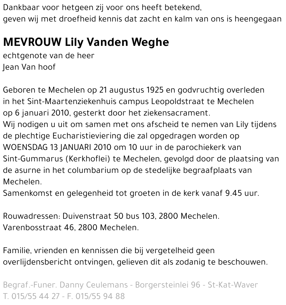 Lily Vanden Weghe
