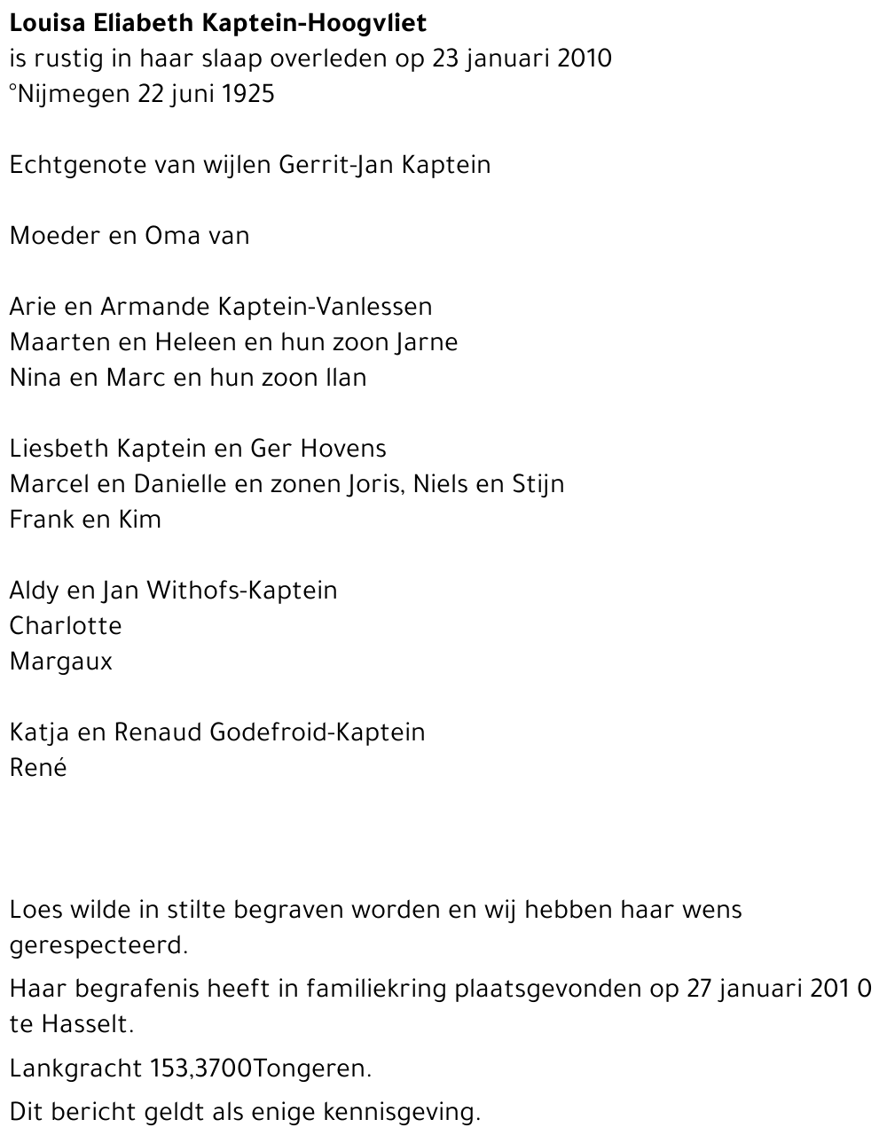 Louisa Elisabeth Kaptein-Hoogvliet