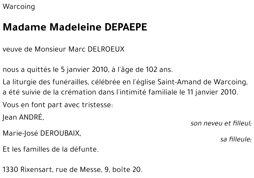 Madeleine DEPAEPE