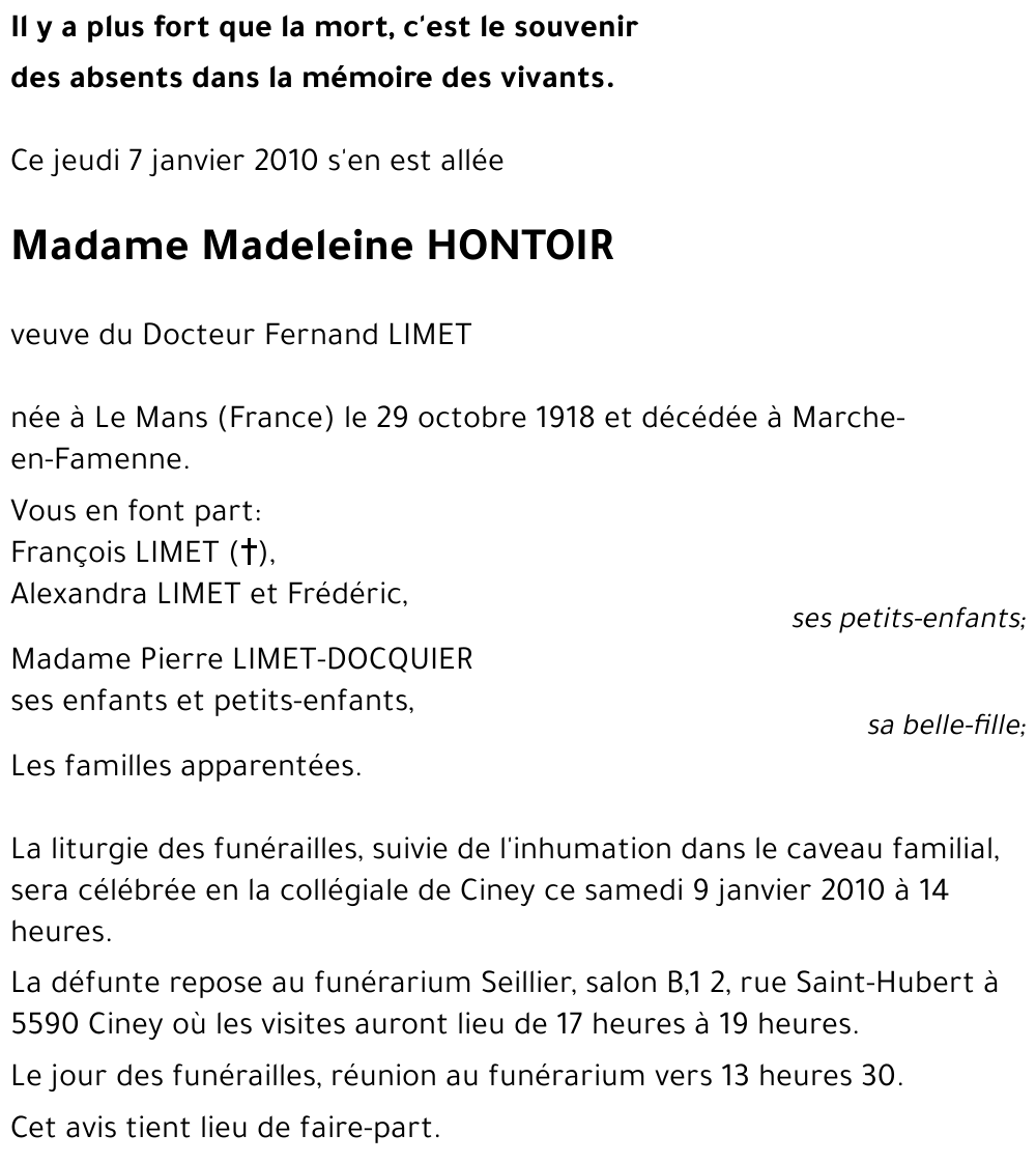 Madeleine HONTOIR