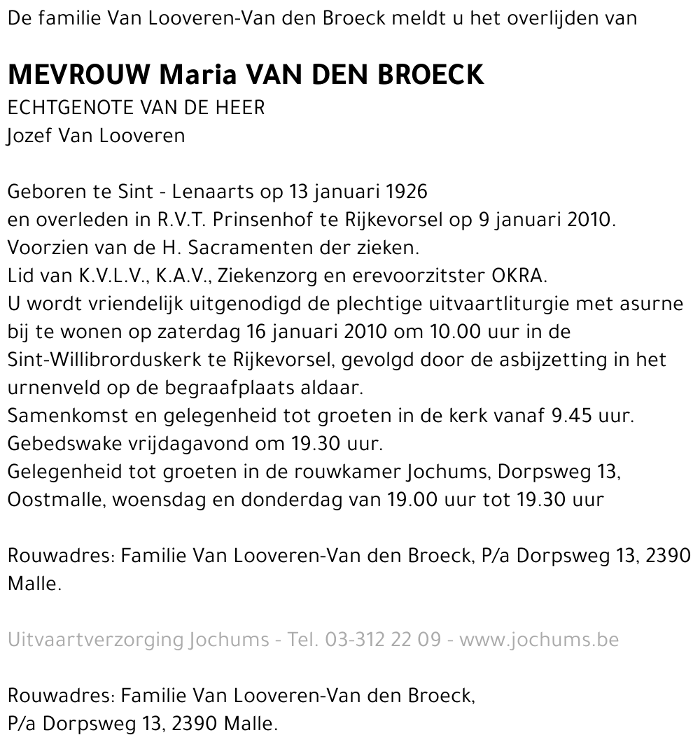 Maria Van den Broeck