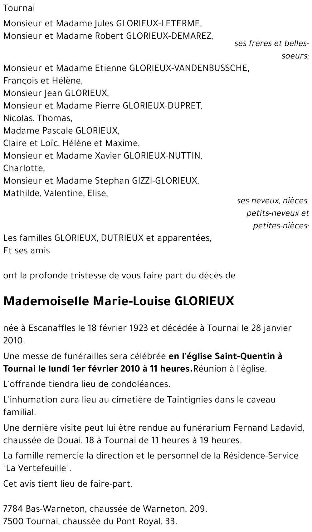 Marie-Louise GLORIEUX