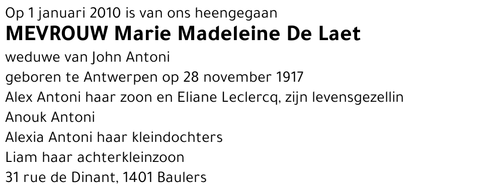 Marie Madeleine De Laet