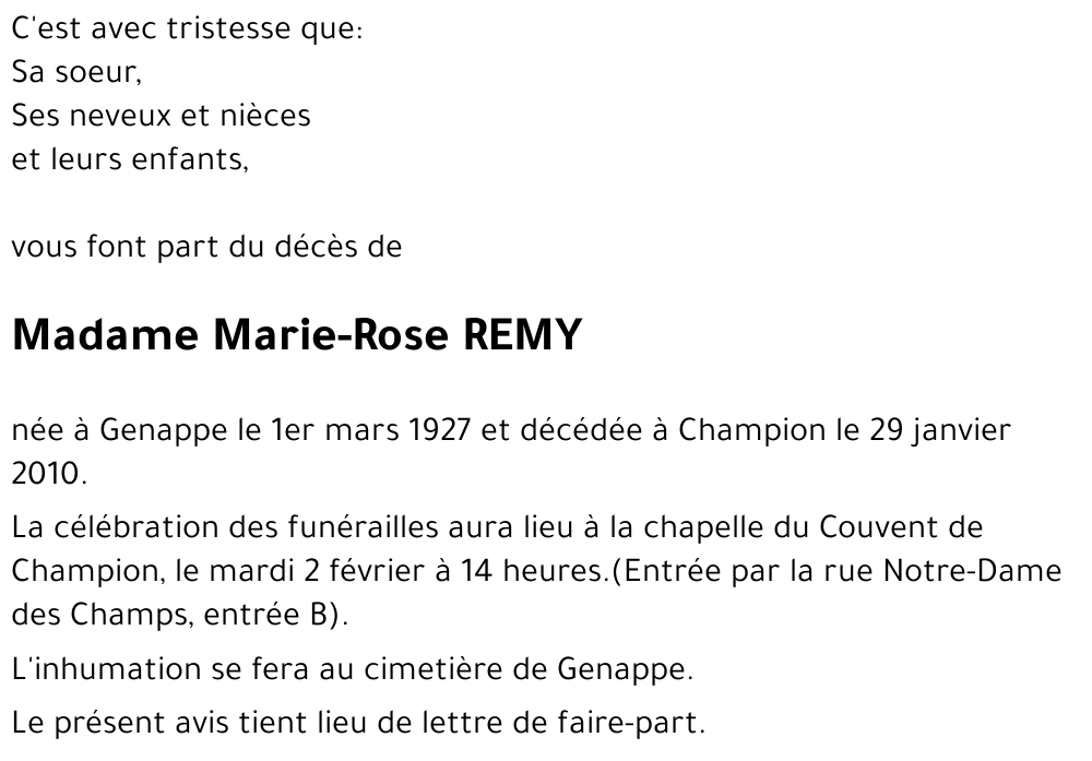 Marie-Rose REMY