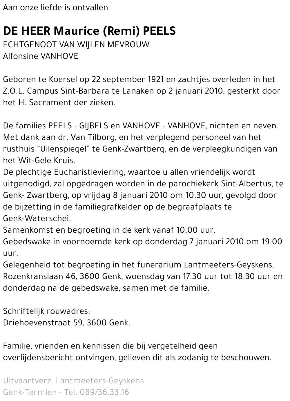 Maurice (Remi) PEELS