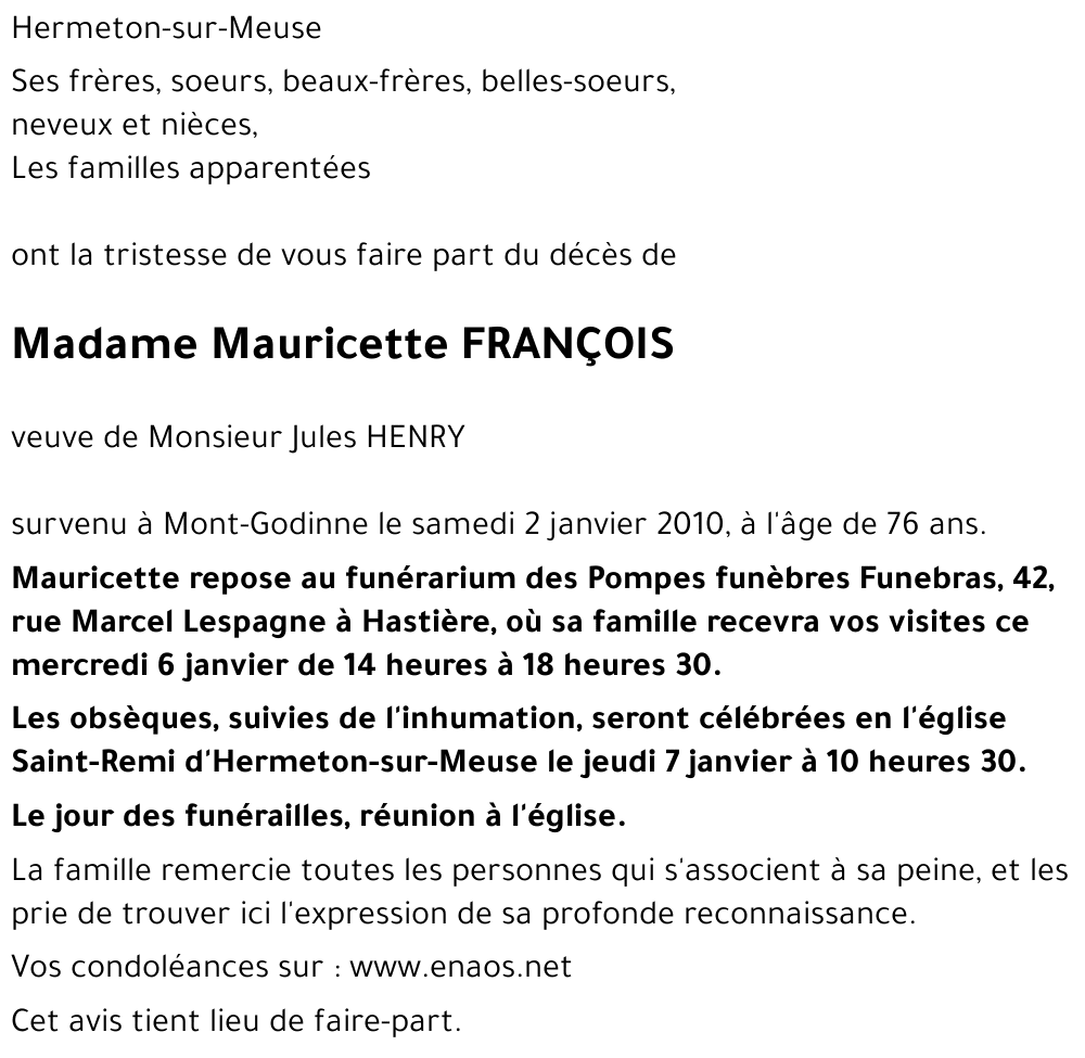 Mauricette FRANçOIS