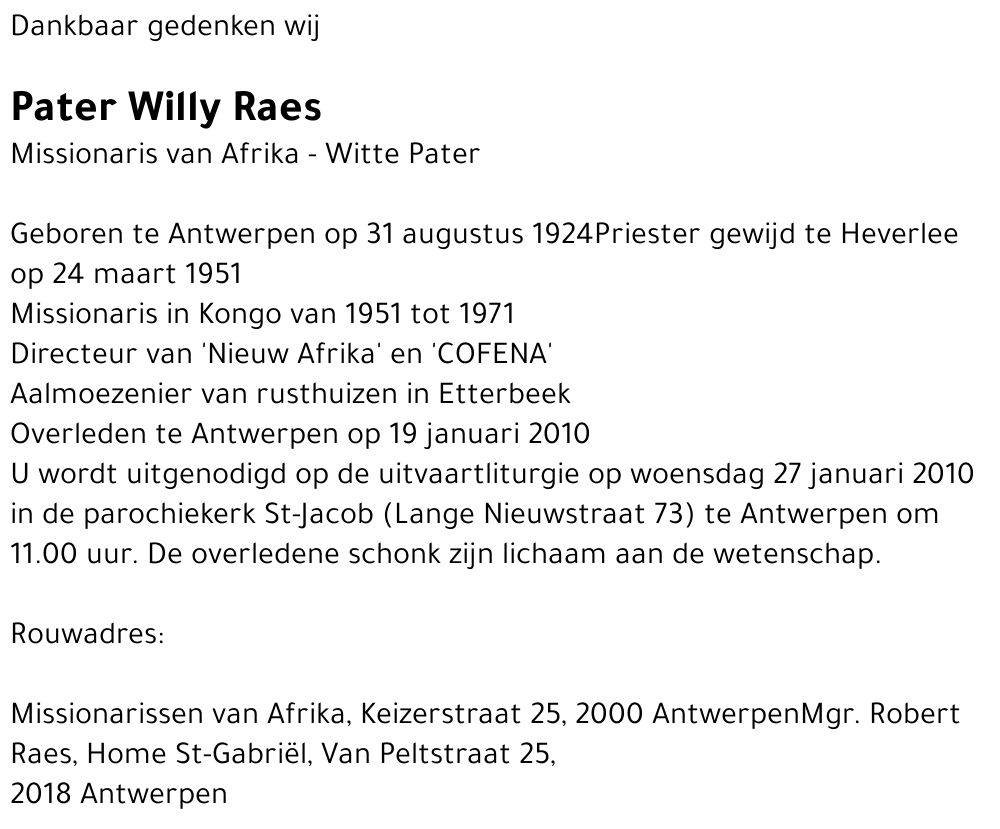 Pater Willy Raes